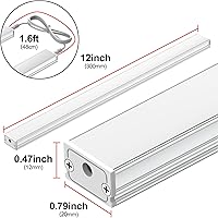 Vista 4 de ASOKO Luces LED regulables para debajo del gabinete, blanco cálido 3000 K, 3 piezas de 12 pulgadas conectables LED enchufe de iluminación