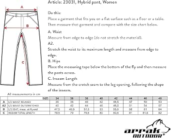 ARRAK OUTDOOR Hybrid Pants Lady, Inseam 32, DWR Treated, Seven Belt Loops, Water-Resistant, 4-Way Stretch Fabric