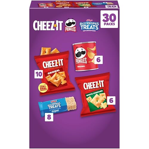 Cheez-It, Pringles & Rice Krispies Treats Snacks Mega Variety Pack, 30.1oz Box (30 Count) - Cheez-It, Pringles, Rice Krispies Treats - 1 Ounce (Pack of 1)