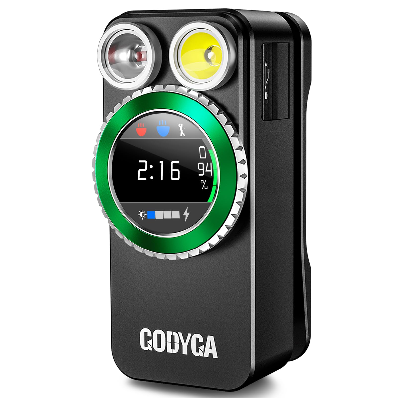 Godyga Linterna LED Recargable 2 en 1, Mini Linterna con Luz Blanca y Roja, Contador de Golf Manual, 500 Lúmenes, USB-C, Clip Magnético, para Golf, Camping, Senderismo y Emergencias