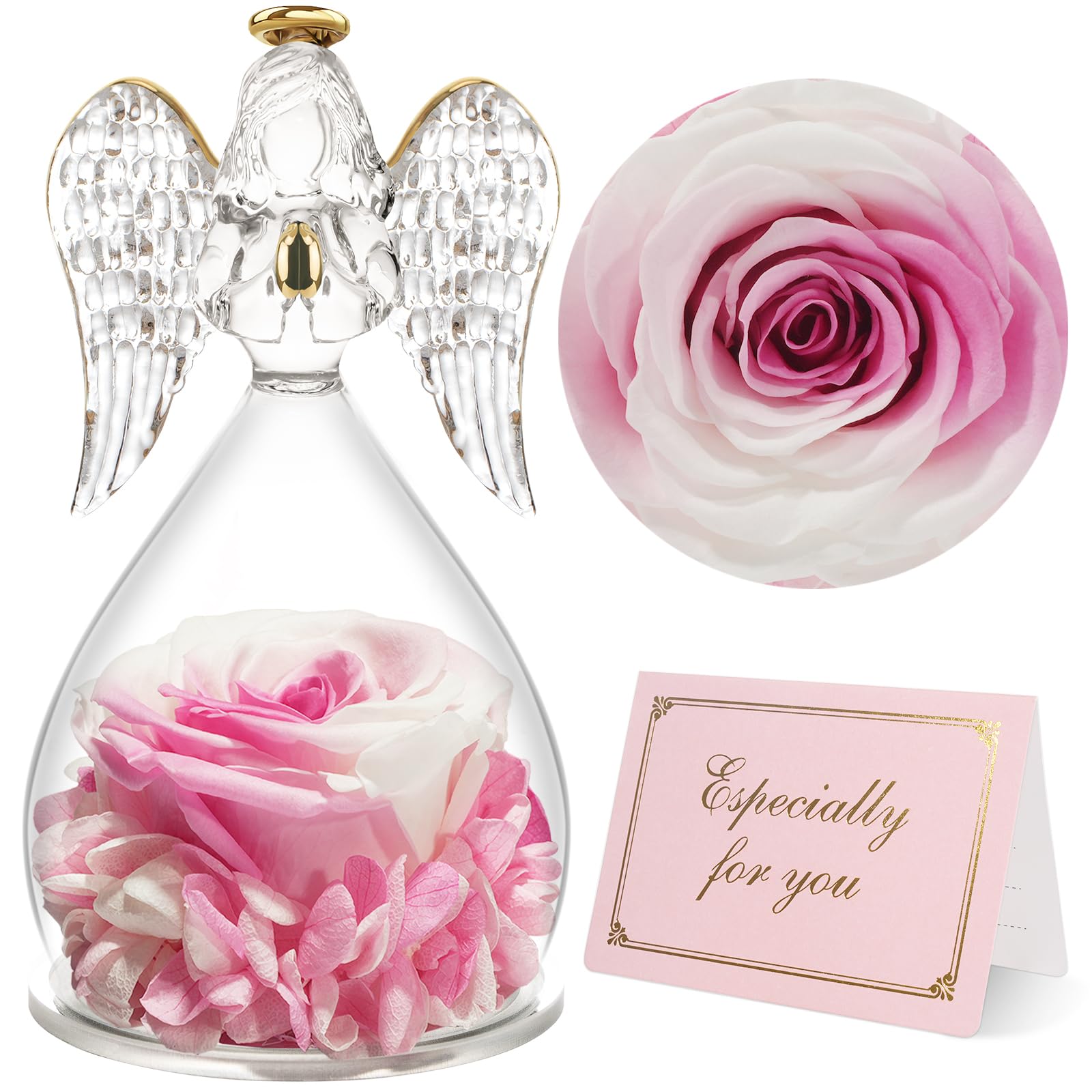 Yamonic Rosa Eterna Regalo Dia de la Madre, Regalo Originale para Mujer,Rosa Preservada con Figura Ángel Regalos para Mamá,Regalos Cumpleaños Mujer Abuela, Flore Eterna Dia de la Madre — view 11