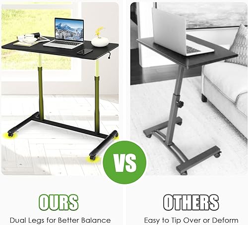Miniatura 5 de CZDYUF Height Adjustable Computer Desk Sit Stand with Wheels Rollable Laptop Desk Black Color  E Size  As Shown
