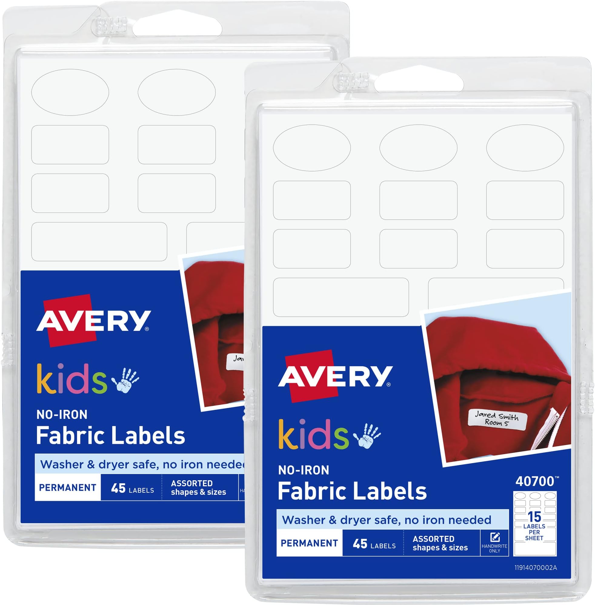 Amazon.com : Avery No-Iron Fabric Labels, Assorted Shapes and Sizes ...