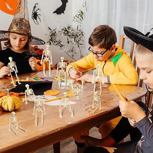 Miniatura 4 de 12 mini figuras de esqueleto, pequeños esqueletos pequeños para manualidades, suministros de decoración de fiesta de Halloween