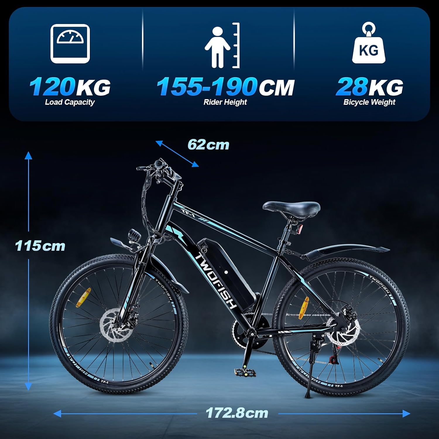 TWOFISH Electric Bike Dimensions and Weight