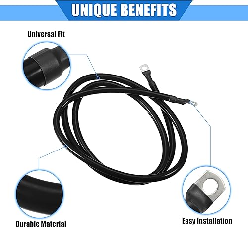 Miniatura 10 de Cable de batería, calibre 2 AWG de 11.8 in, cable de batería universal para automóvil, camión, RV, cobre duradero, negro, con terminales SC positivo