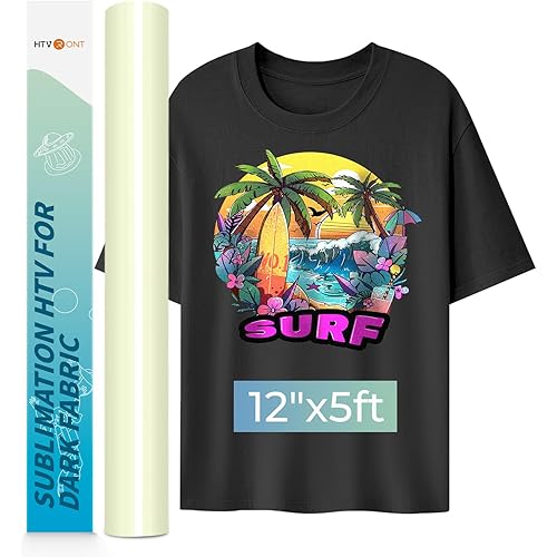 HTVRONT Sublimation HTV for Dark Fabric/Light Fabric - Glossy Sublimation Vinyl 12" X 5FT - Sublimation Blanks for Sublimation Shirts/Bag/Hat/Pillow