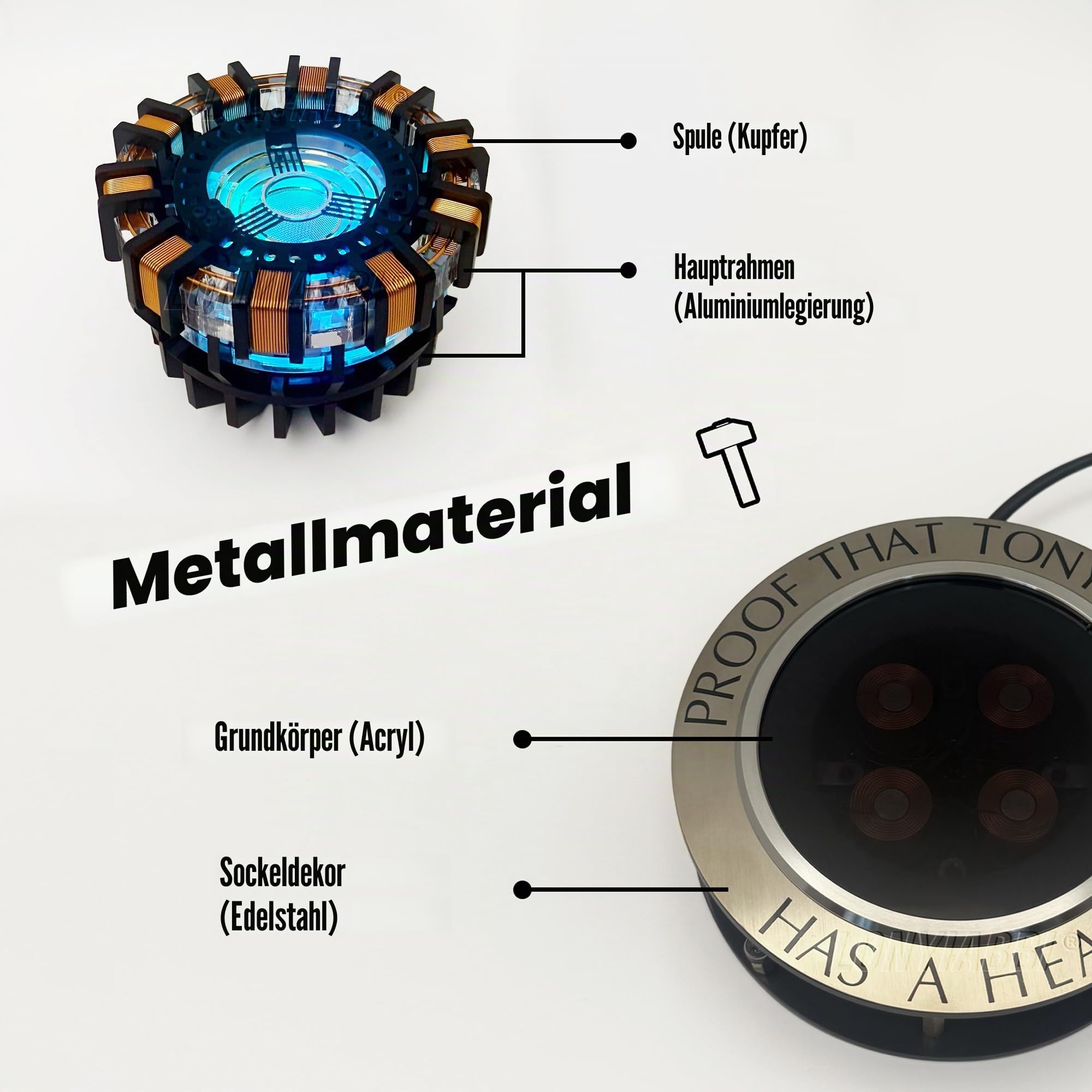 Lonyiabbi Schwebender Arc Reactor LED mit RGB Licht und Fernbedienung | Magnetische Levitation mit futuristischem Schwebeeffekt, perfekte Sci-Fi Deko für Schreibtisch und Sammlung