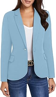 luvamia Women's Long Sleeve Formal Notch Lapel Button Down Blazer Pockets Jacket