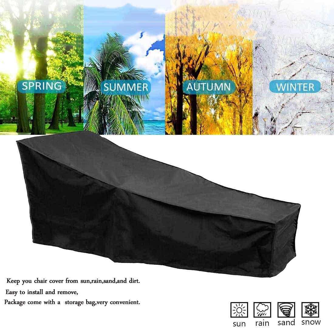 J&C Outdoor Chaise Lounge Cover Weatherproof Chaise Lounge Covers Dustproof Chaise Lounge Covers Outdoor Waterproof Patio Furniture Covers Sun Lounger Covers Black 2 Pcs