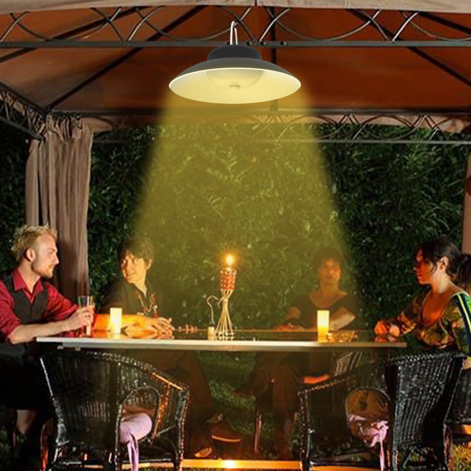 Lámpara de techo solar con mando a distancia, lámpara colgante solar para exterior, lámpara colgante interior, 3 temperaturas de color, lámpara solar para exterior, IP65, resistente al agua, para