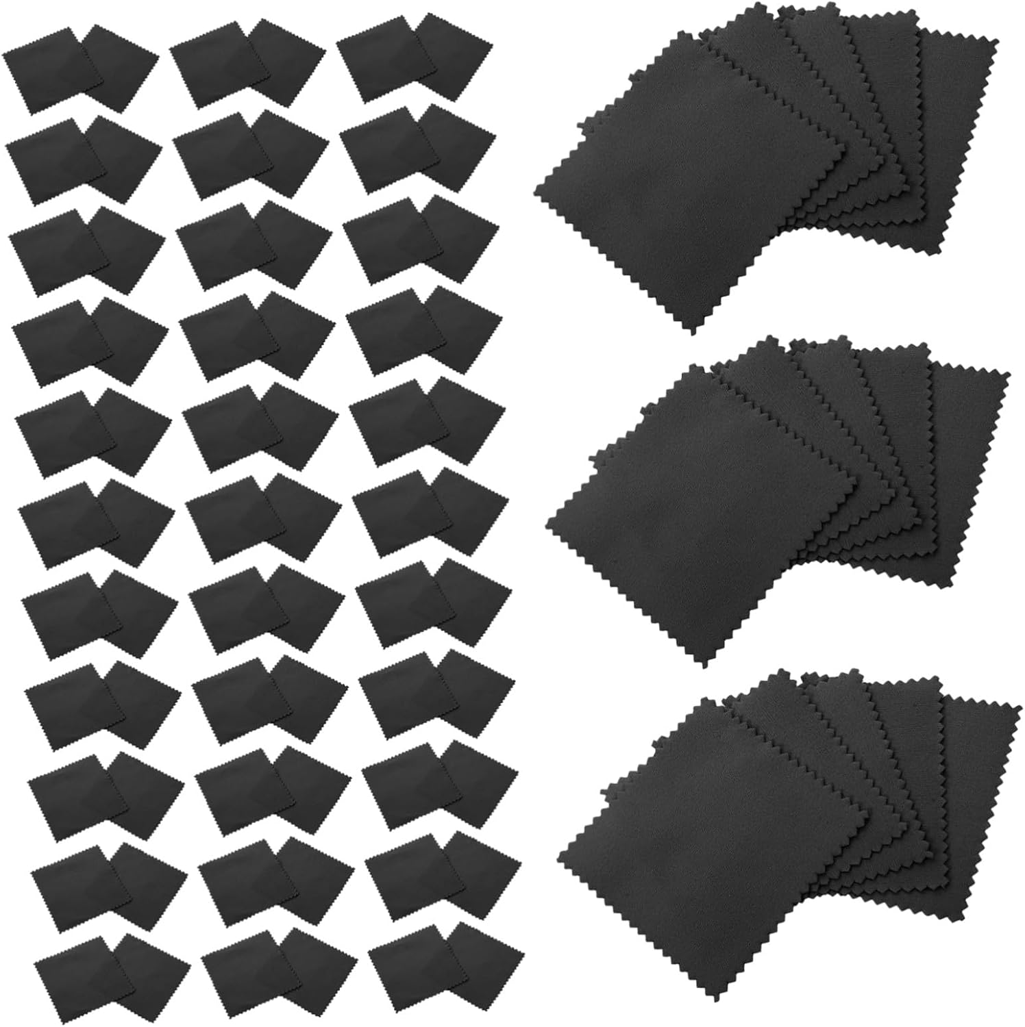 50pcs Silver Jewelry Cleaning Cloth Suede Fabric Black Reusable Wipes