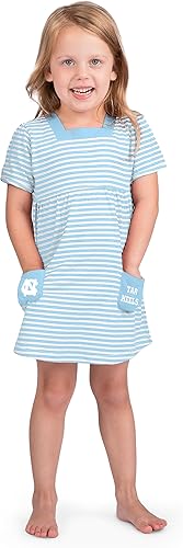 Miniatura 7 de Little King NCAA - Vestido a rayas de manga corta con bolsillos para niñas pequeñas, 100% algodón, tallas 2T, 3T y 4T