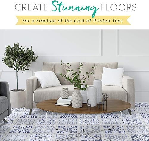 Vista 30 de Paquete de 4 plantillas de azulejos (4 x 4 pulgadas), patrón mexicano, plantillas reutilizables para pintar suelos/paredes/muebles, se adapta a