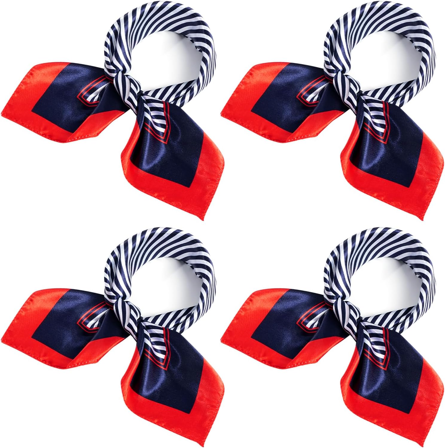 Satin Sailor Scarf Flight Attendant Scarf Women Silk Square Neck Scarves Striped Head Hair Wraps for Daily Holiday