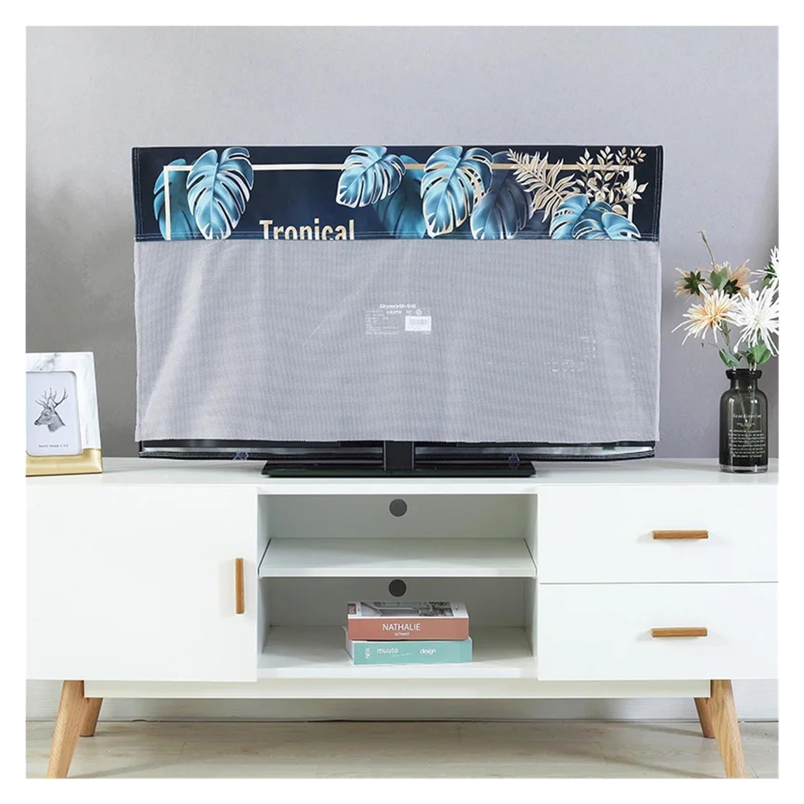 Copertura TV Antipolvere Copertura per televisore Copertura Antipolvere appesa 32 39 43 50 55 65 75 80 Pollici Panno Antipolvere per TV Antipolvere e Protezione Solare(A4,37-39Inch 96x57cm)