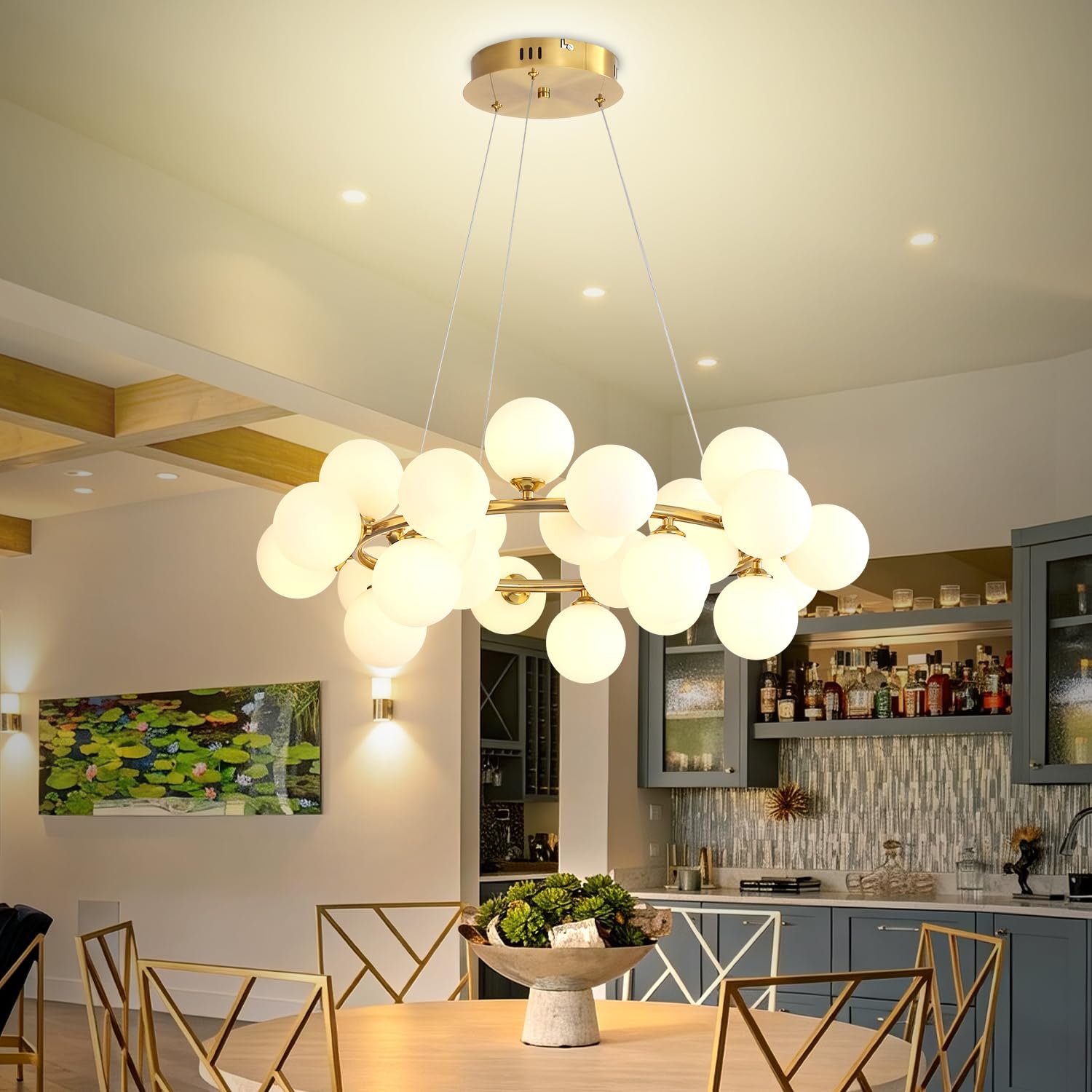 ABTTOI 25-Light Bubbles Ball Chandelier Decorative Metal Pendant 