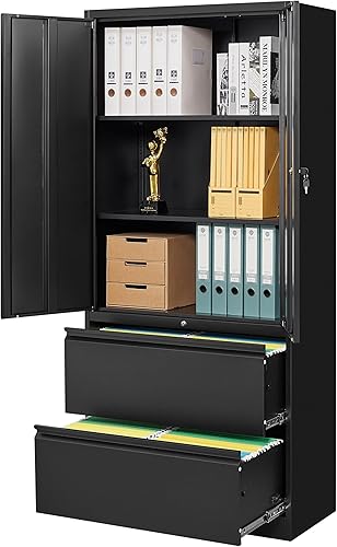 Miniatura 92 de SISESOL Armario de almacenamiento con puertas y estantes de vidrio, armario de despensa de cocina independiente para el hogar, oficina, baño Negro