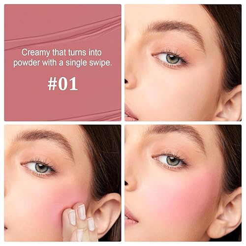 Miniatura 4 de Boobeen Rubor en crema para mejillas, maquillaje líquido mate, ligero, textura de mousse de terciopelo, sensación transpirable, suave rubor de color