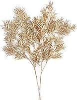 Vista 21 de CATTREE Plantas artificiales doradas, hojas de plástico doradas, paquete de 4 arbustos de hierba falsa, arbustos para el hogar, interior, exterior