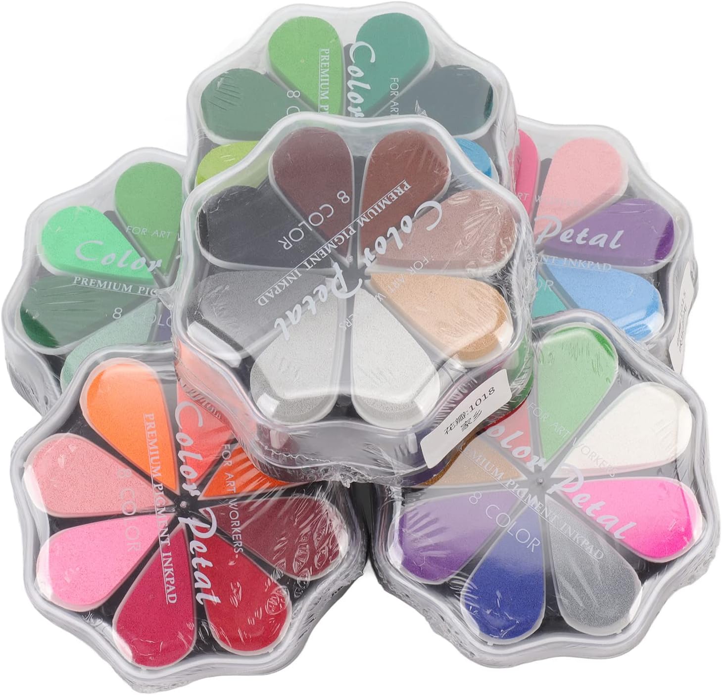 Vomeko 6 Pcs Craft Ink Pads,Washable Ink Pad,Petal Shape 48 Metal Colors DIY Rubber Stamp Pad,for Card Making, Scrapbook, Painting
