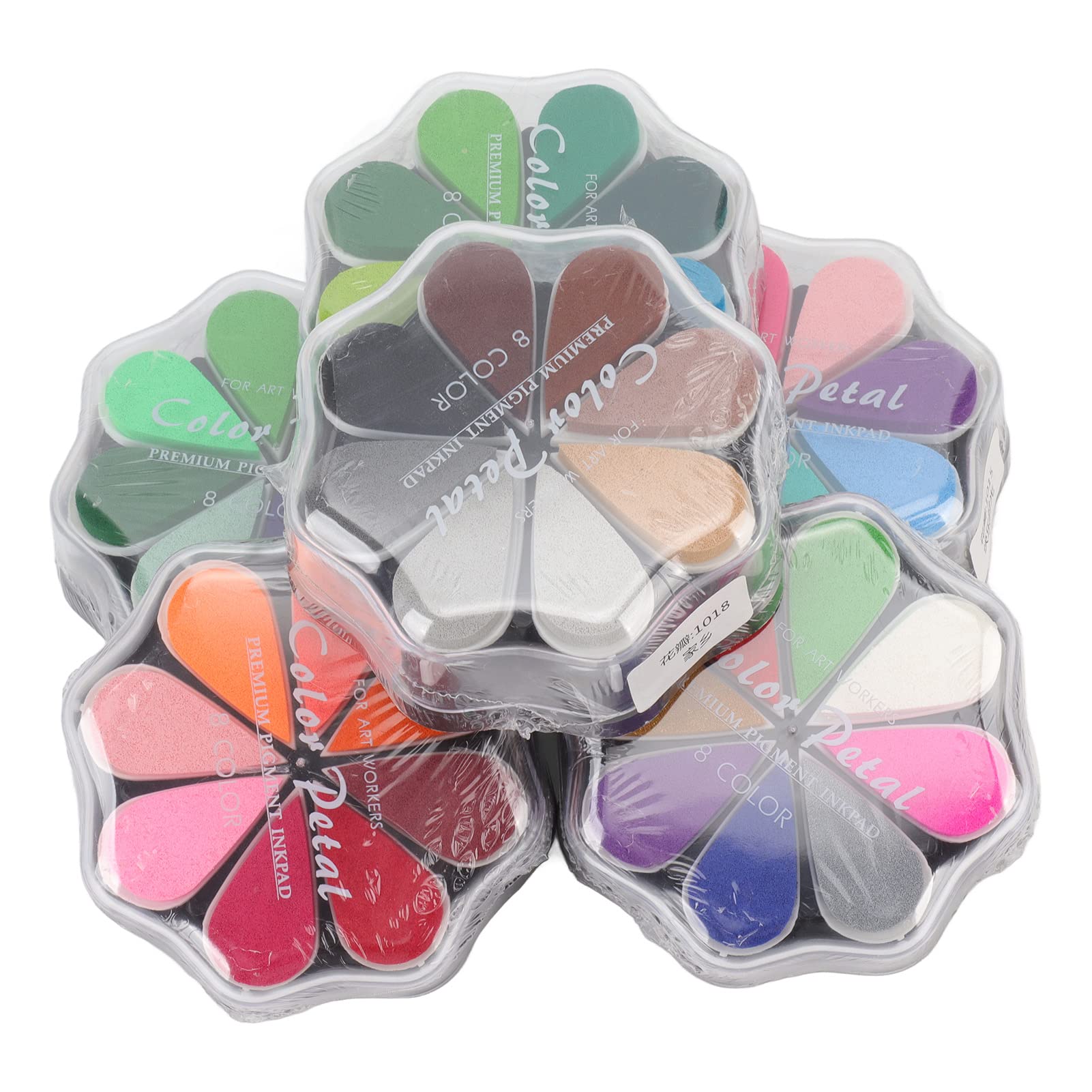 6 tamponi di inchiostro artigianali, tamponi di inchiostro lavabili, a forma di petalo, 48 colori metallici, cuscinetti per timbri in gomma fai-da-te, per la creazione di