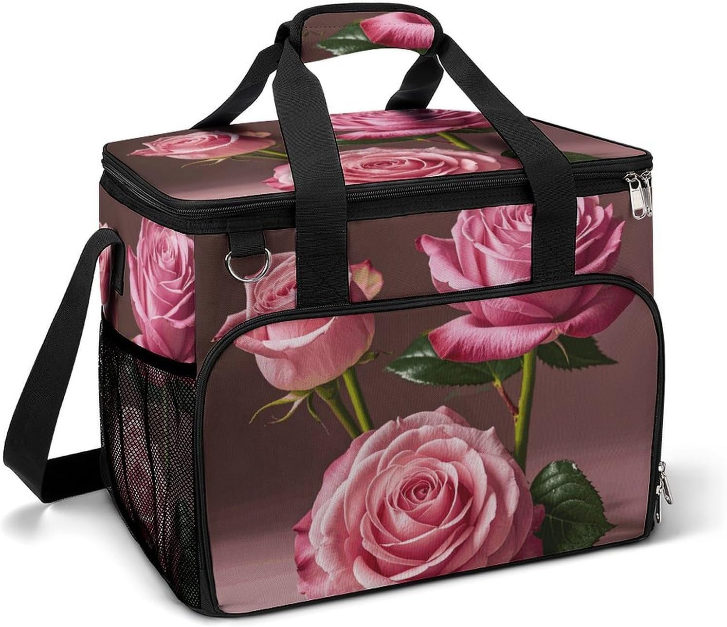 Insulated Picnic Backpack Tote Bag, Large Capacity 30L and Rose Cooler Bag Leakproof Beach Bags Portable Lunch Box Waterproof Picnic Basket for Beach Camping BBQ