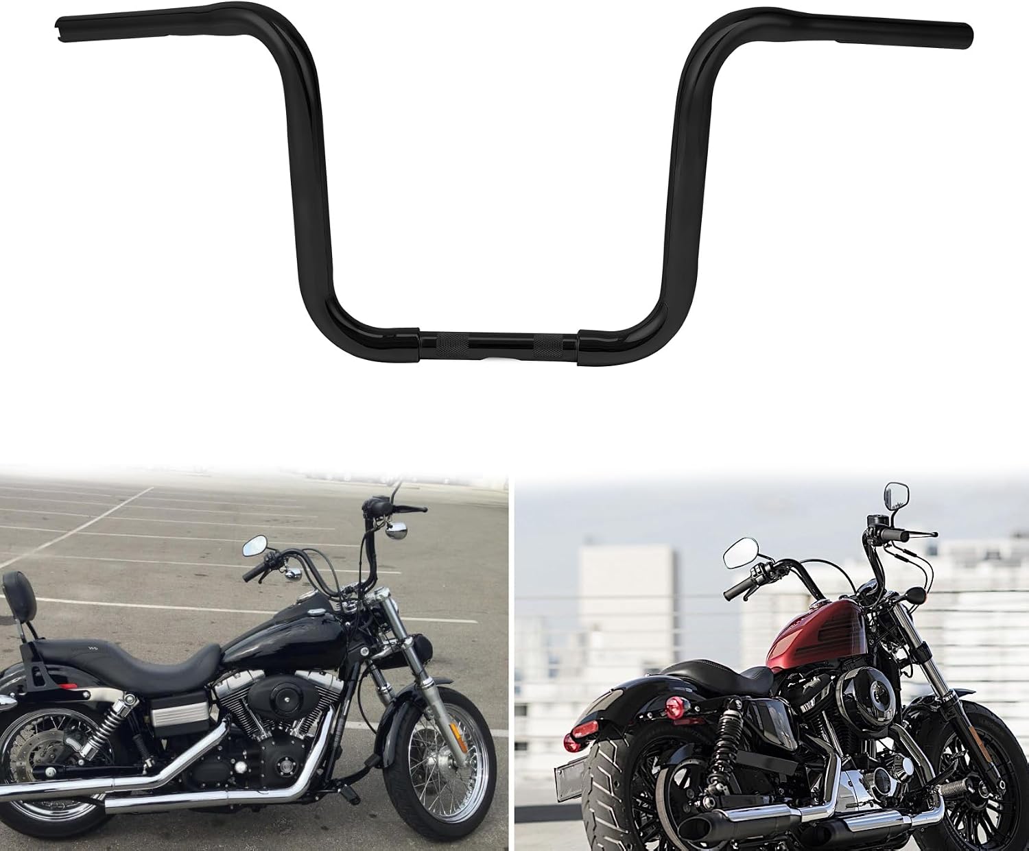 Green-L 1-1/4" Ape Hangers 11" Rise Handlebar Fit for Harley Road King Sportster XL883 XL1200 Softail Slim Dyna