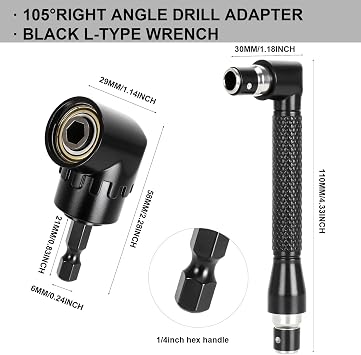 13 Pcs Flexible Drill Bit Extension Set 105° Right Angle Drill Attachment | 11.8 inch Bendable Flexible Drill Bit Extension,90° Right Angle Screwdriver and 10Pcs Screwdriver Bit Set