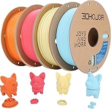 Matte PLA Filament 1.75mm, Upgrade 1kg*4 Bundle Cardboard Spool PLA Filament 1.75 PLA 3D Printing Filament, Print with Most 3D Printers-Strawberry red+Light Blue+Almond Yellow+Tangerine