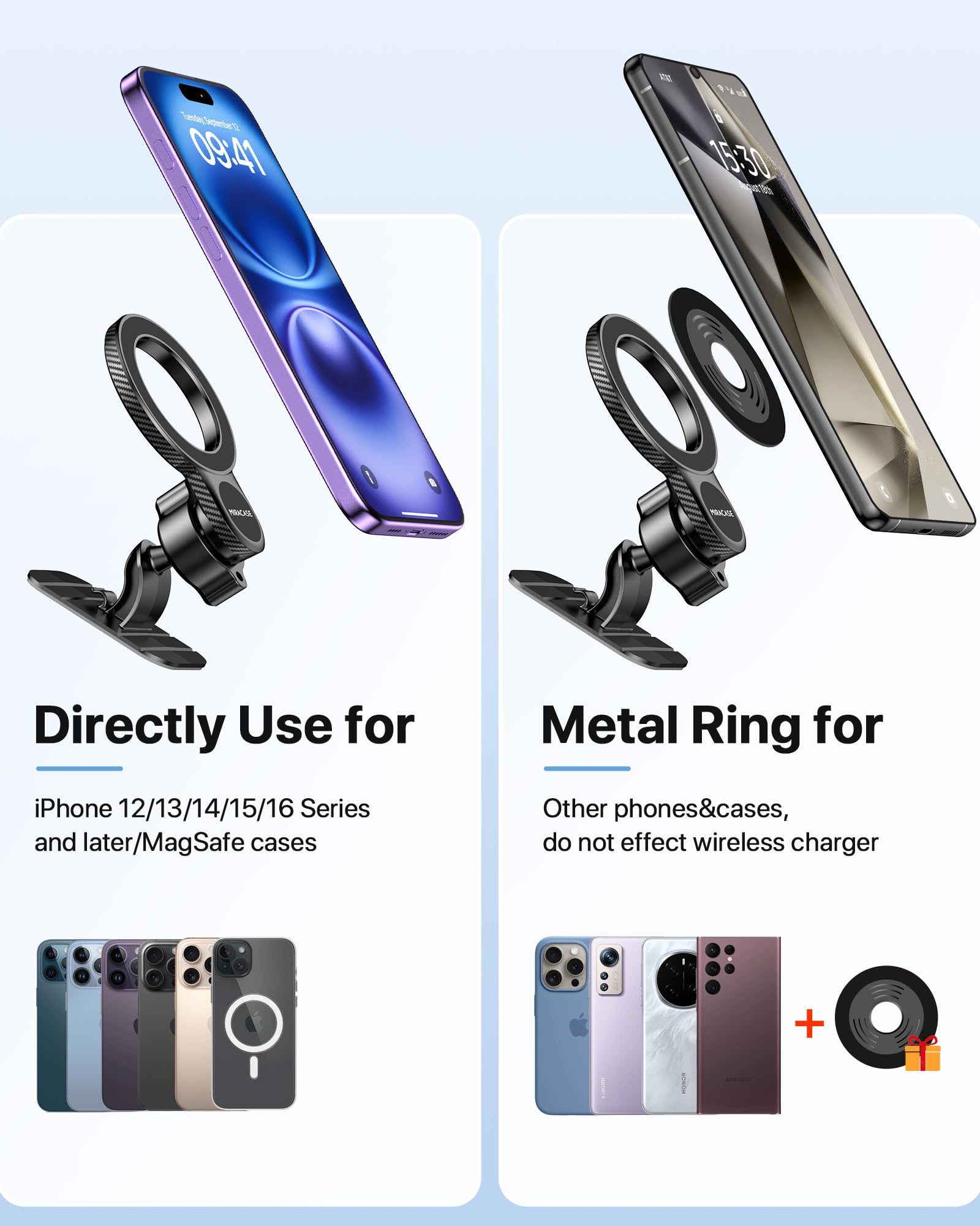 Miracase for MagSafe Car Mount【Won’t Block Vent & 20 Strongest Magnets】 Magnetic Phone Holder for Car Phone Holder Mount Dash for Car Accessories for Women Men for iPhone 17 Pro Max Air 16 15 14 13 12 — view 9