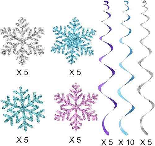 Miniatura 2 de AimtoHome 20 espirales colgantes de copo de nieve, copos de nieve de invierno, serpentinas colgantes para techo, decoraciones de fiesta, decoración