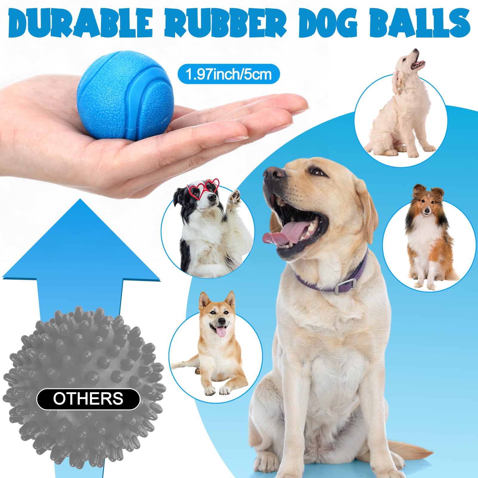 Jenaai 20 Pcs Indestructible Dog Toy Balls for Aggressive Chewers Chew Resistant Solid Rubber Bouncy Ball for Teeth Cleaning,2in/5cm Diameter(Colorful)