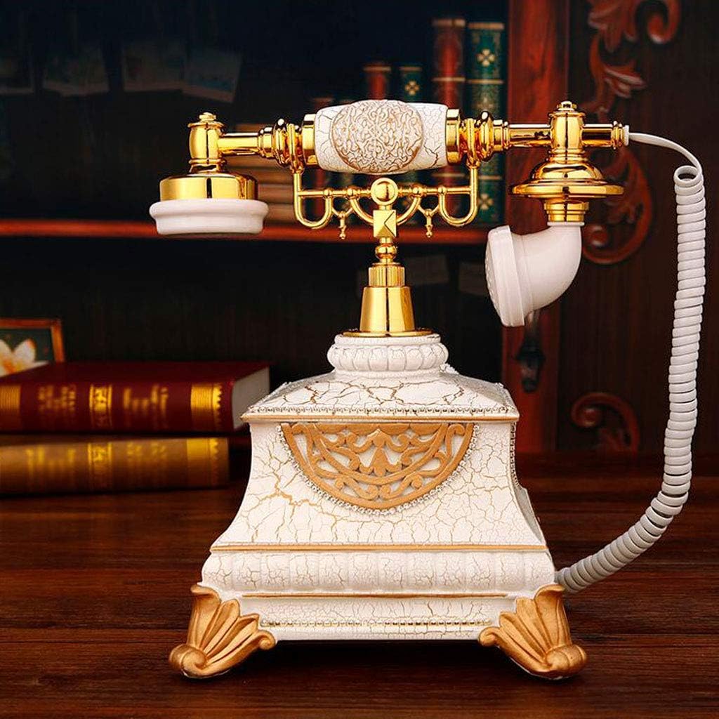 Noble Luxury Crack Gold Retro Phone Machine Diamond Phone Vintage Decoration Fixed Antique Phone WD