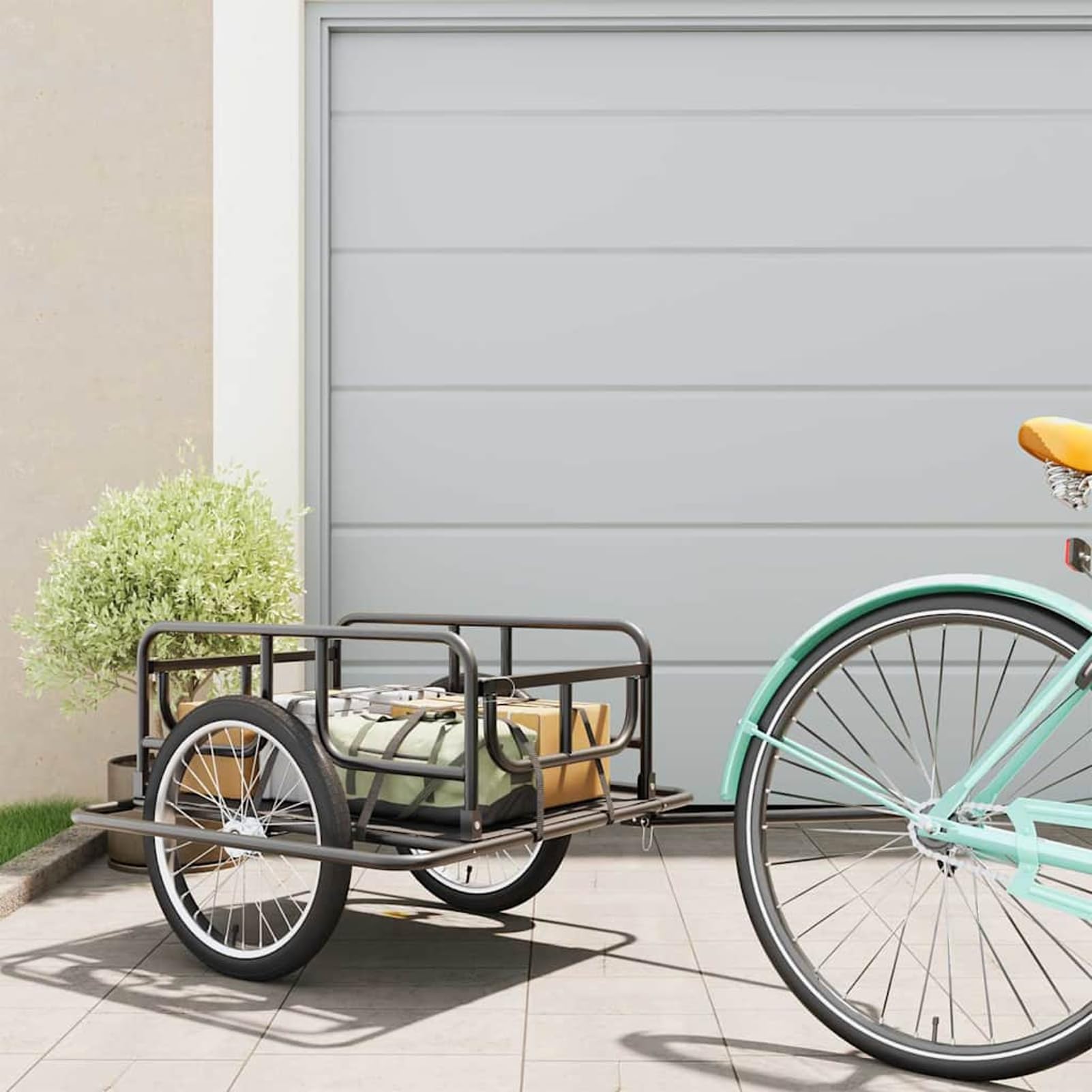 Tidyard Stahl Fahrradanhänger 50 kg Tragfähigkeit Kugel-Kupplung Klappbar für vielseitigen Transport