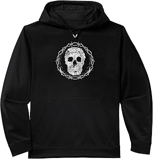 Day of Dead Floral Skull Barbed Wire Gothic Art Performance Hoodie