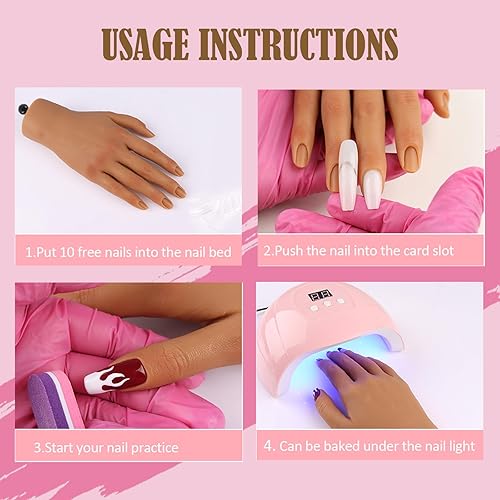 Miniatura 4 de Mano de práctica de silicona para uñas acrílicas, práctica de mano de uñas de silicona, mano de uñas de silicona para espectáculos, mano de