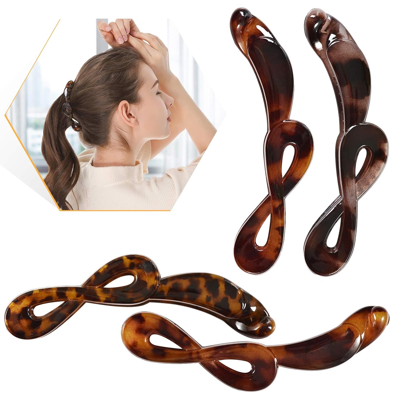 Gluytly Banana Hair Clip 3.93in Banana Grips Non-Slip Fishtail Fish Hair Lady Fish Shape Ponytail Hair Claw Clips for Women & Girls Clamp Accessory Claw Clips(4 PCS)