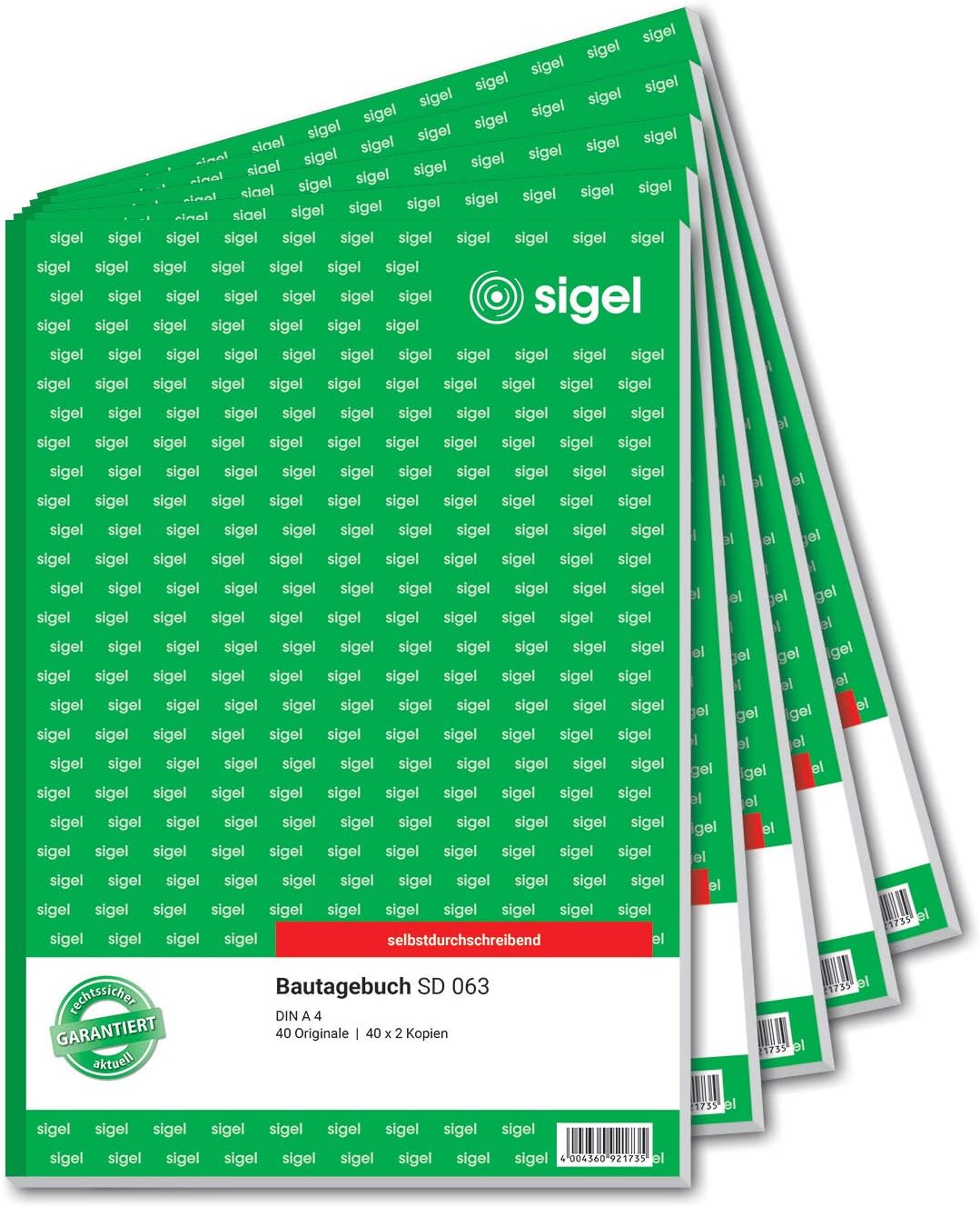 Sigel SD063 Building Journal 3 First2nd, and 3rd Page Printed A4 3 x 40 Pages Carbon-Less Copy Paper [German Language] 5 Piece