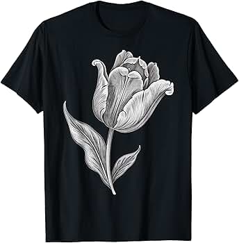 Amazon.com: Tulips lover on black and white Tulip flower T