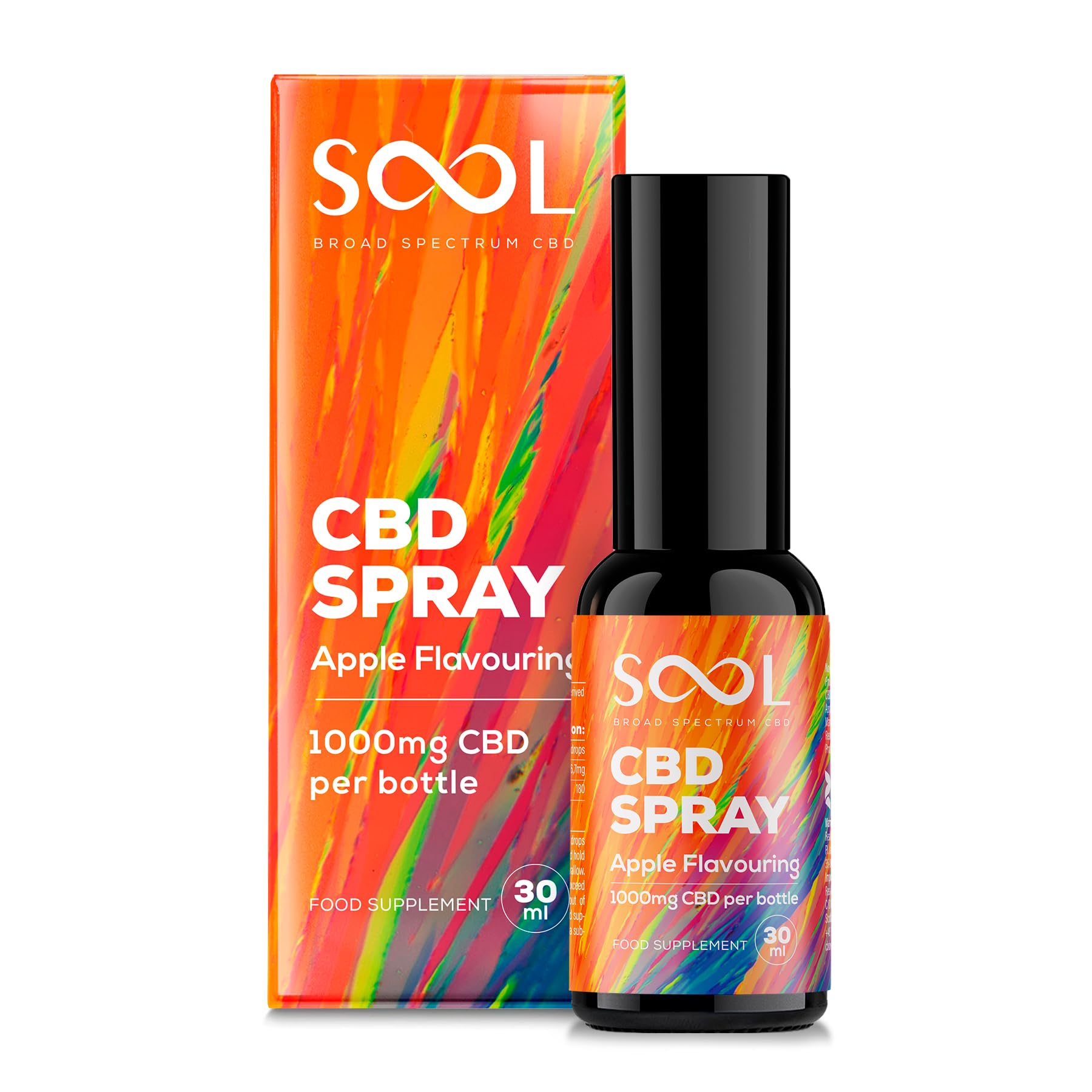 SOOL CBD Oil Spray 1000mg 30ml | Apple Flavor CBD Spray | Hemp Oil Blended | Relax - Recover - Relieve | Vegan