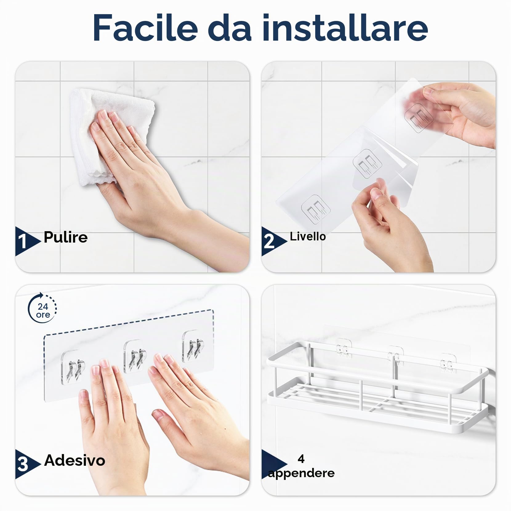 YASONIC Mensole Doccia Mensole Bagno - Bianco