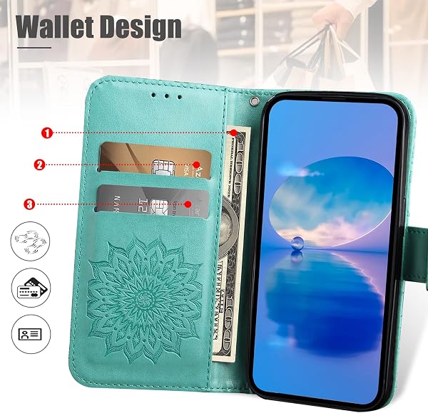 Cover for Redmi Note 9 / Redmi 10X 4G, PU Leather Case for Xiaomi Redmi Note 9 / Redmi 10X 4G, Shockproof Wallet Cover, Green - 3