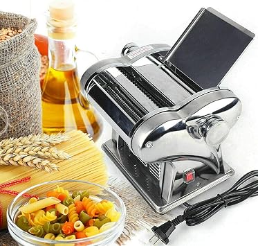 110V Electric Pasta Machine Automatic Noodles Dumpling Dough Skin Maker Two-knife Pressing Stainless Steel Producing High Yield Homemade Commercial Spaghetti Fettuccini Lasagna