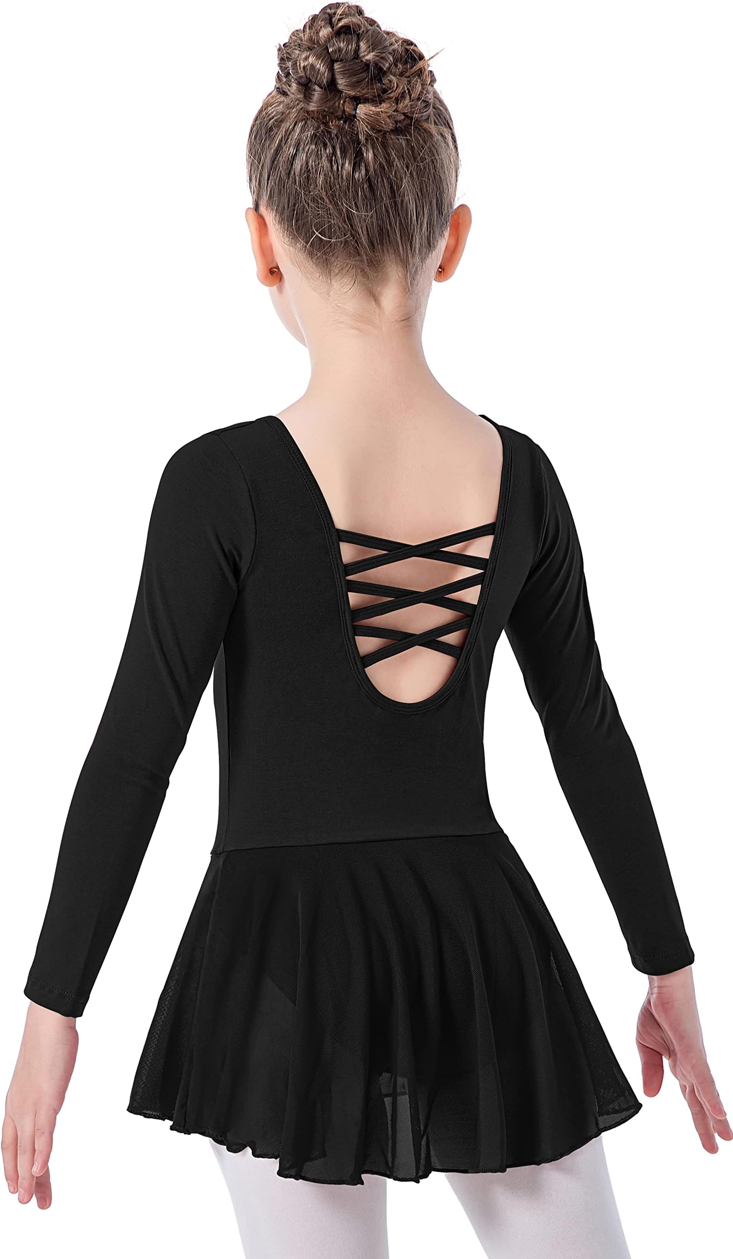 MOLLDANGirls Dance Ballet Leotards Short Sleeve Criss Cross Straps Back