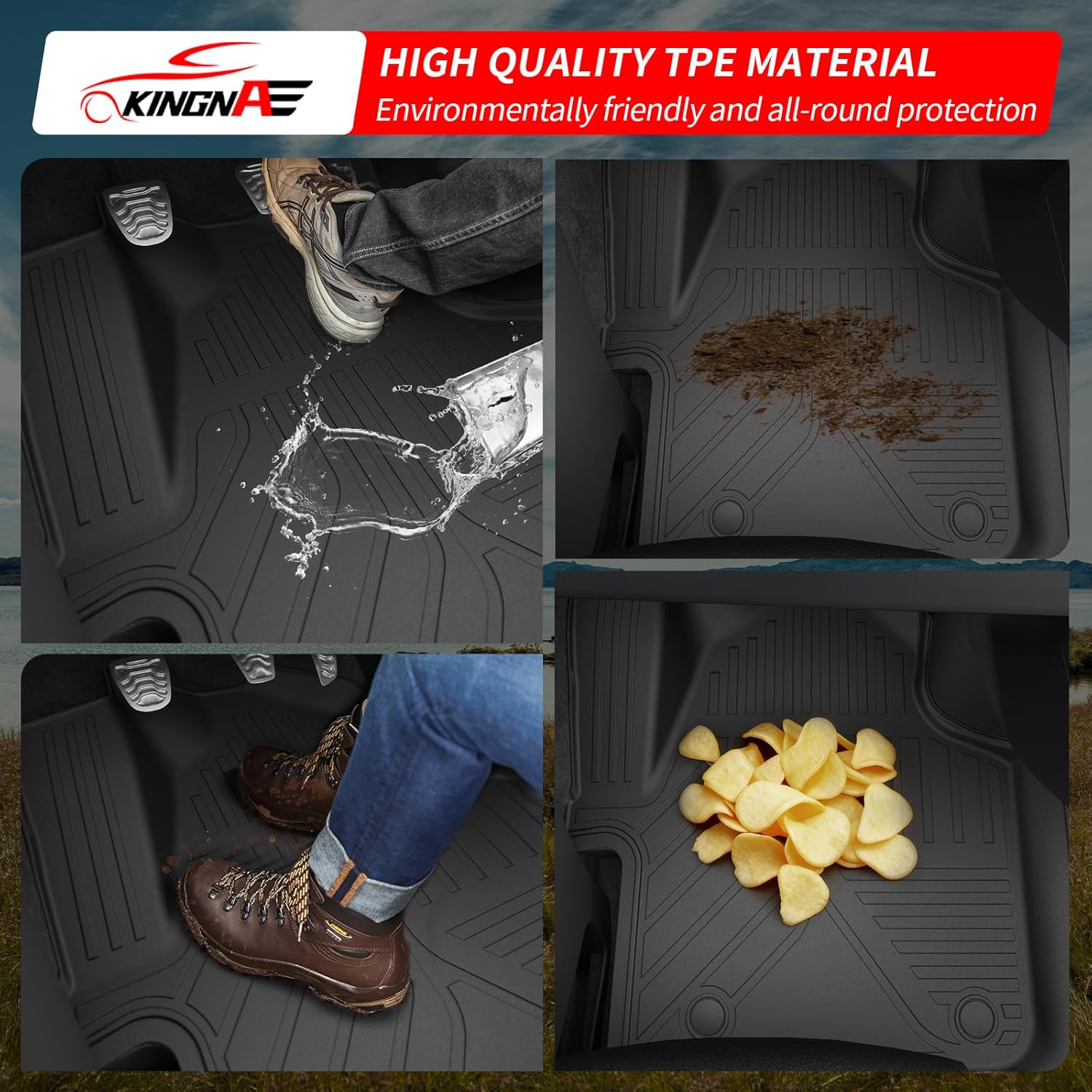 Floor Mats Compatible with 2019-2026 Mercedes Benz Sprinter Cargo Van 1500/2500/3500 TPE All Weather Guard Protector First Row Floor Liner for 2025 Sprinter Accessories
