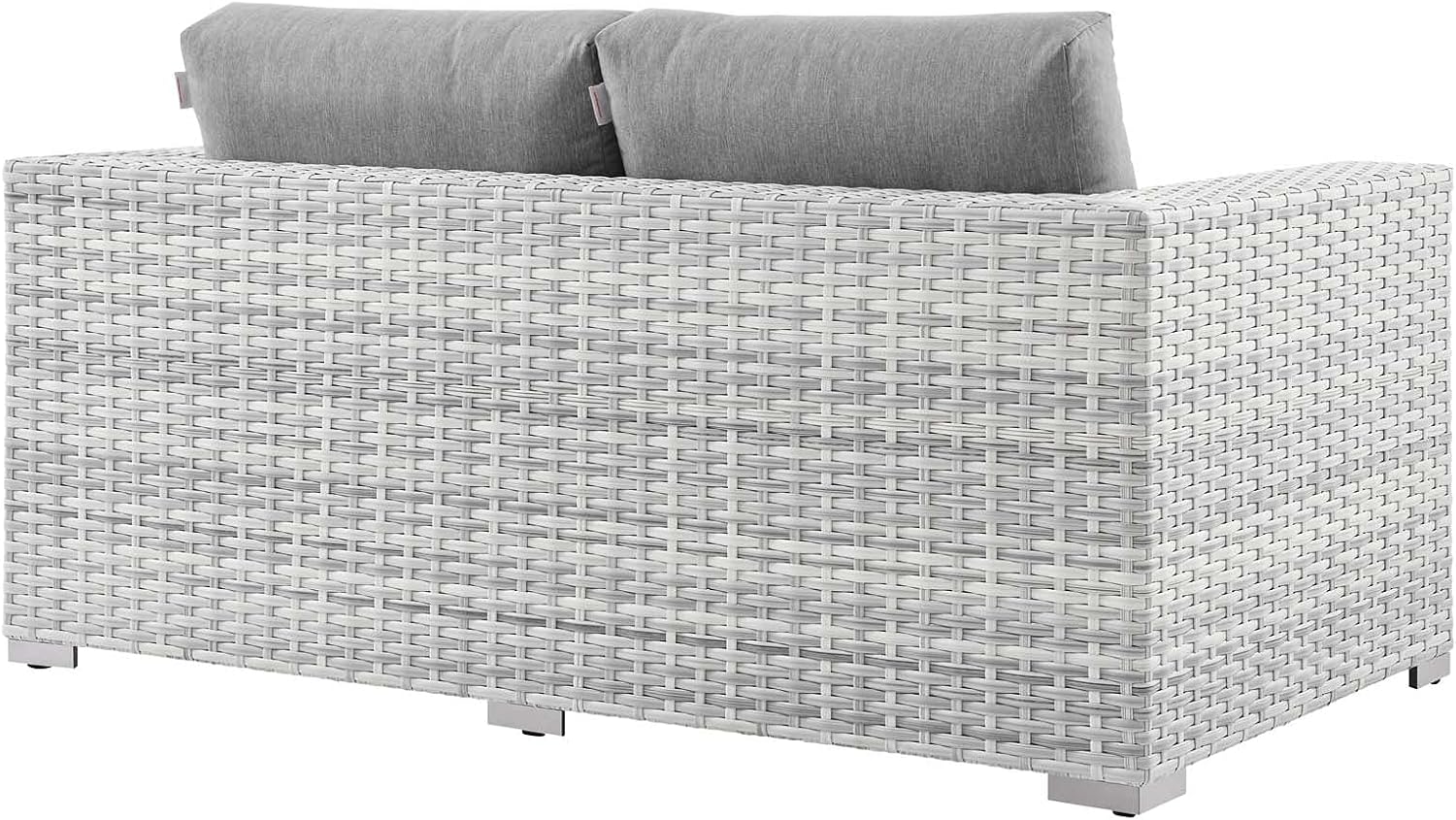 Modway Convene Wicker Rattan Outdoor Patio Loveseat in Light Gray Gray