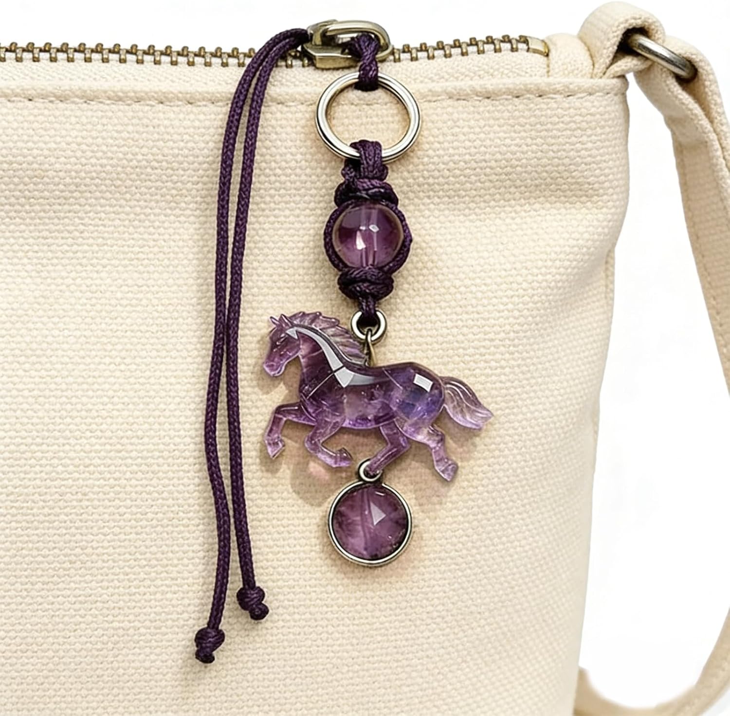 Crystal Horse Keychain with Meaning Card, 2026 Year of Horse Lucky Pendant for Car Rearview Purse Bag image 2