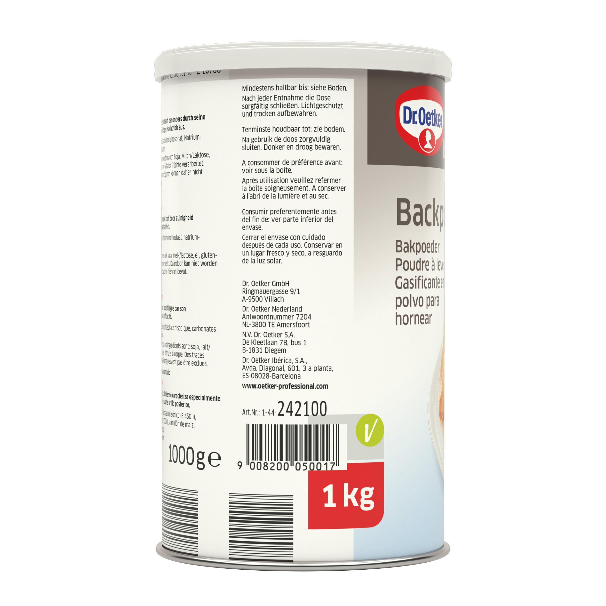 DR. OETKER - Gasificante para Hornear 1 kg, Polvo para Hornear, Aporta Ligereza, para Repostería y Pastelería, Resultados Esponjosos y Deliciosos, Alto Rendimiento y Fácil de Usar