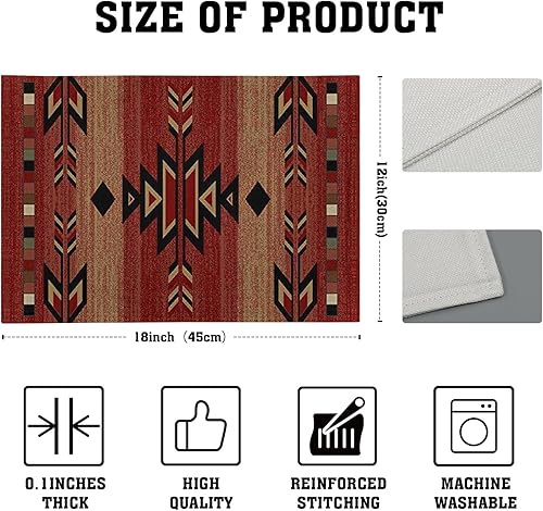 Miniatura 4 de Giwawa Southwestern - Juego de 4 manteles individuales con diseño geométrico tribal rojo oxidado, decorativo, antiguo, nativo americano, resistente